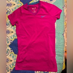 Women’s Nike Pro Combat T-Shirt Pink and Blue - Size S